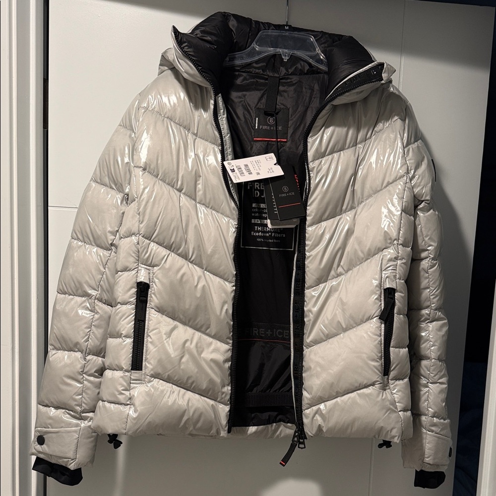 Men's Shiny Silver Puffer Jacket